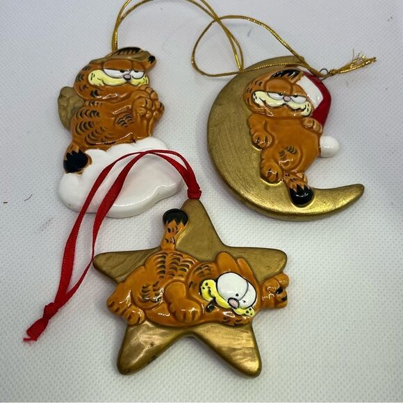 Garfield 1981 Enesco Christmas Tree Ornament Lot W/‎ Box Vintage - Picture 1 of 5